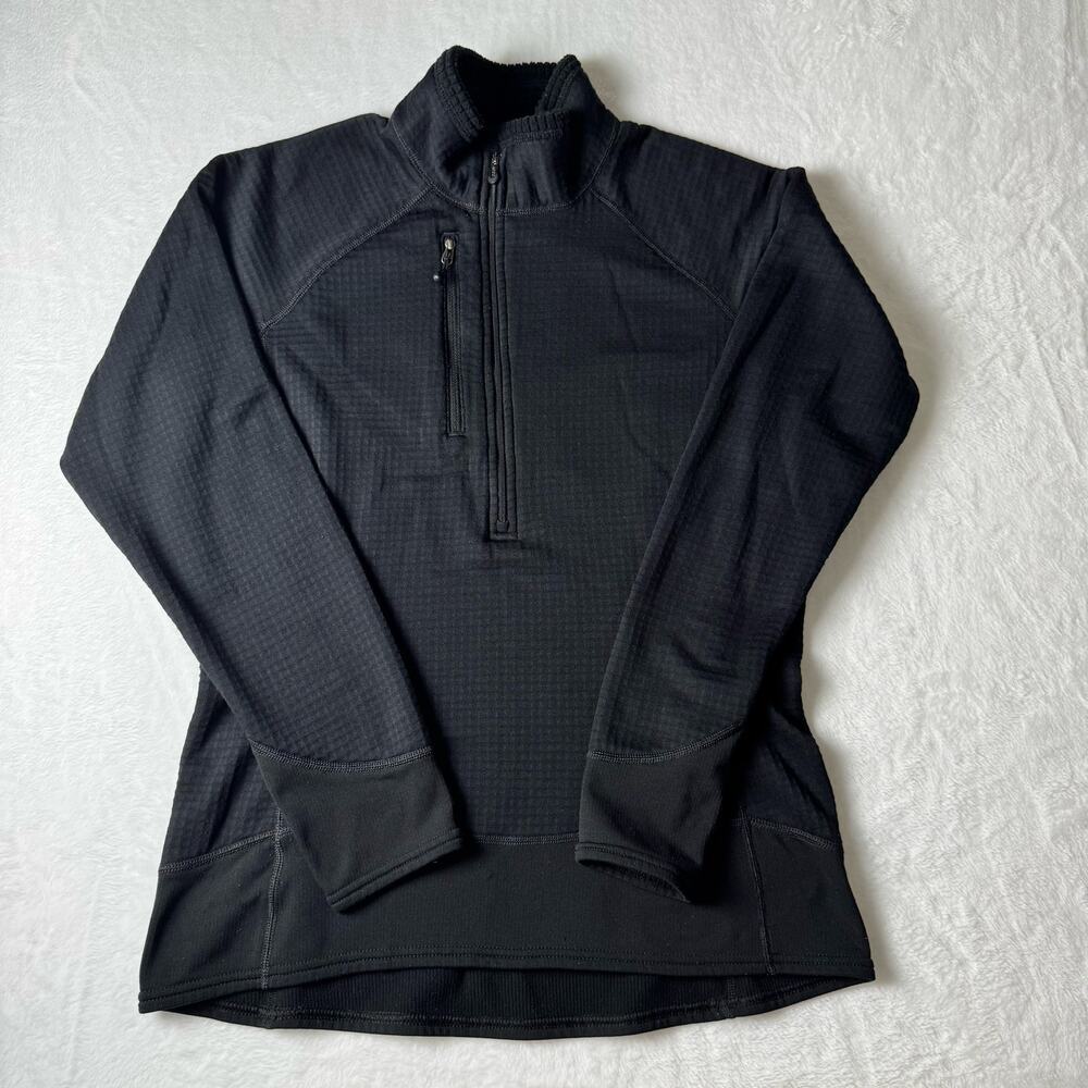 Patagonia R1 Pullover Womens Large Black Grid Fleece 1/2 Zip Embroidered Logo